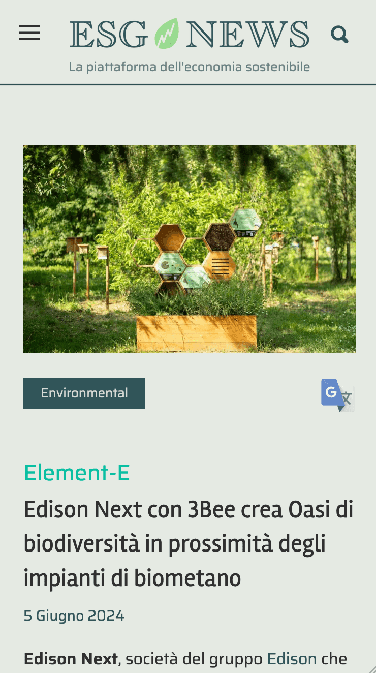 Edison Next con 3Bee crea Oasi di biodiversità in prossimità degli impianti di biometano